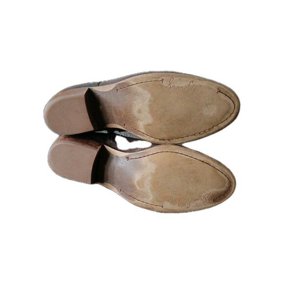 Sam Edelman Womens 8.5 Chocolate Brown Leather Ankle Boots Faux Fur Block Heel - Picture 7 of 7